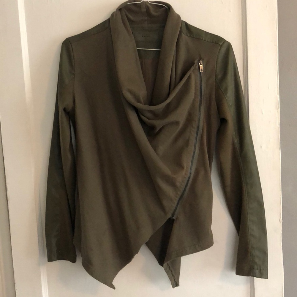 EUC Army Green Leather Jacket